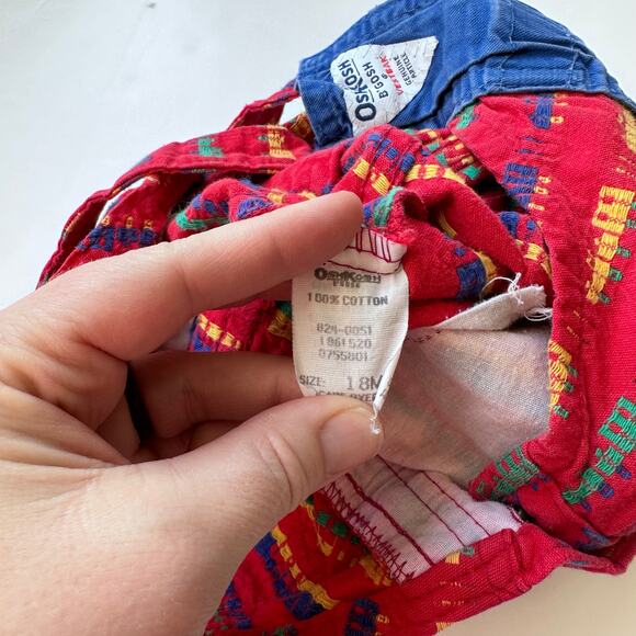 Vintage Oshkosh Red Train Print Overalls - 18 Months - Picture 7 of 10